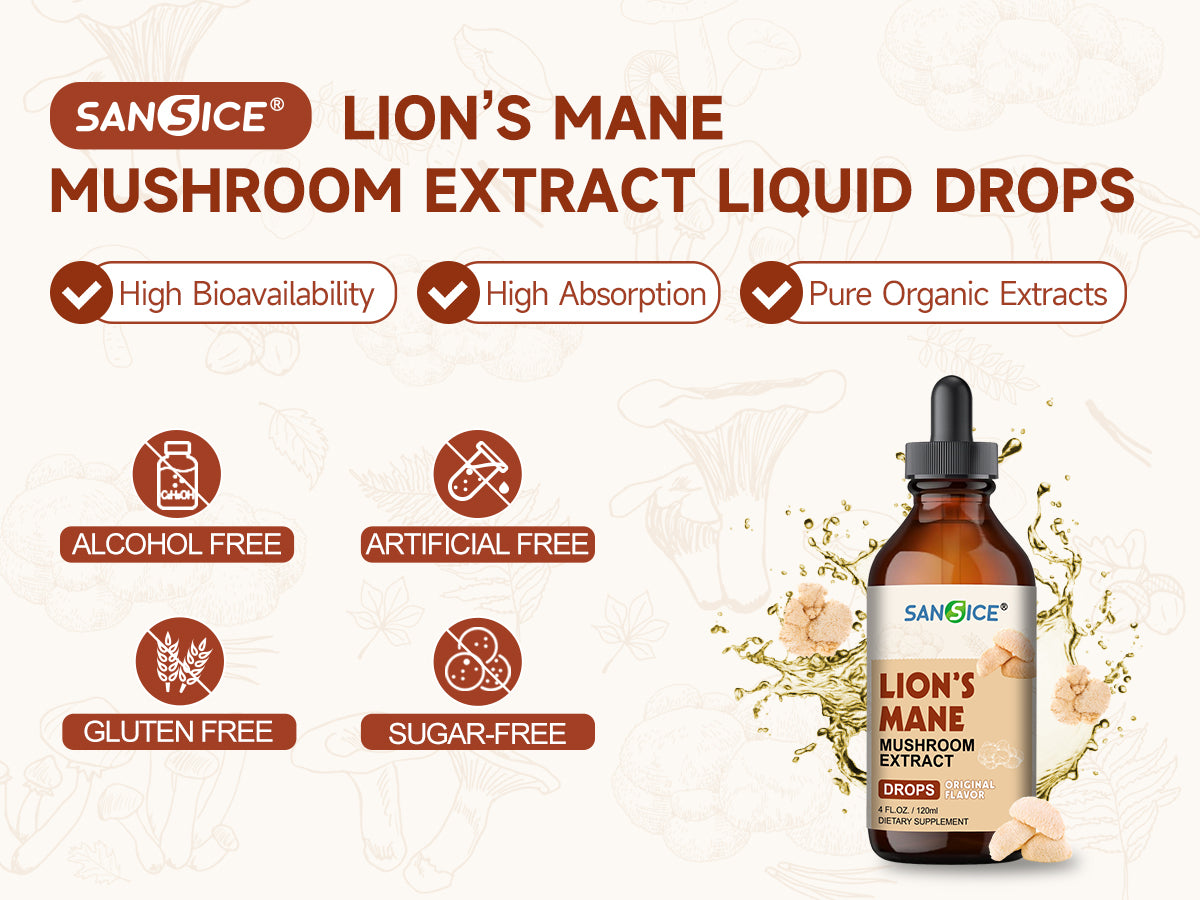 Organic Lion's Mane Focus Liquid Drops - 4 Fl oz