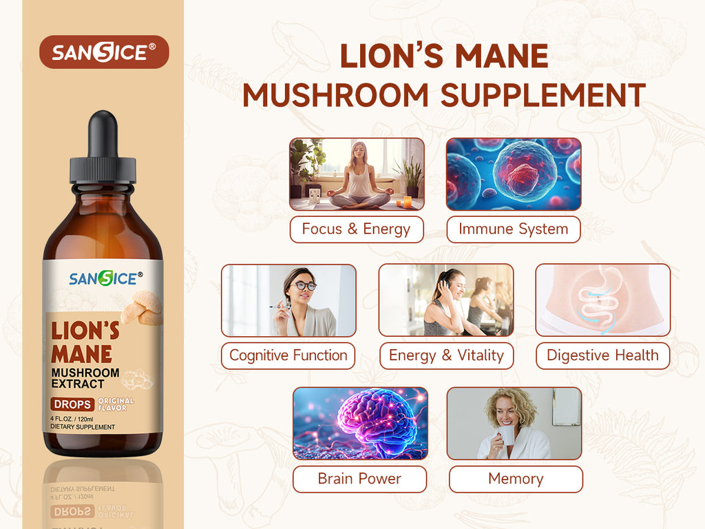 Organic Lion's Mane Focus Liquid Drops - 4 Fl oz