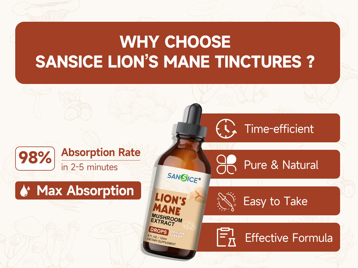 Organic Lion's Mane Focus Liquid Drops - 4 Fl oz