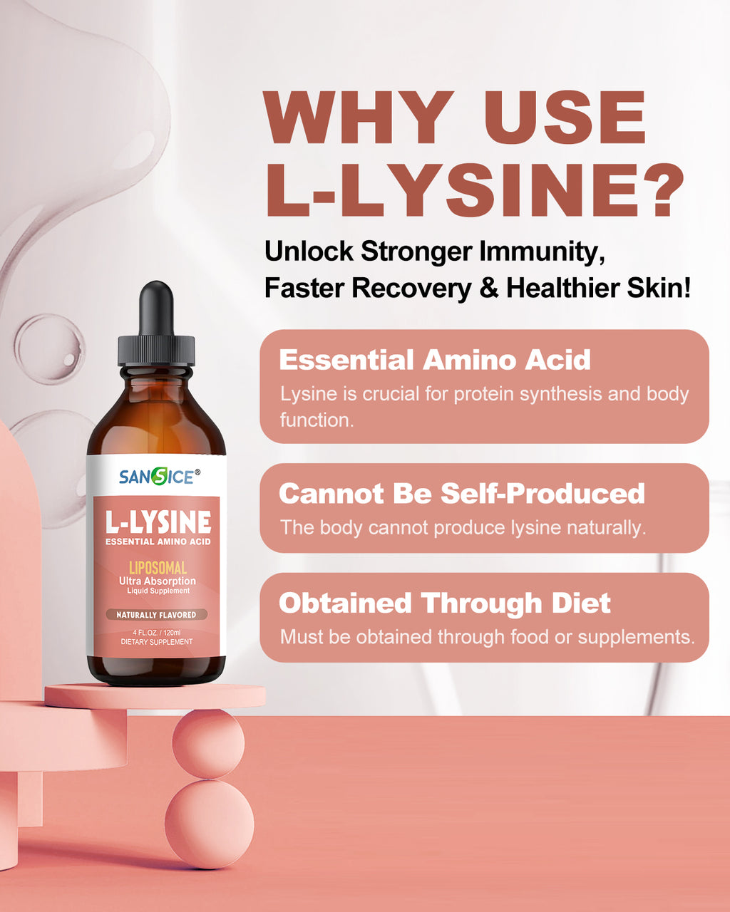 Liquid 500 mg L-Lysine Supplement 4 FL Oz