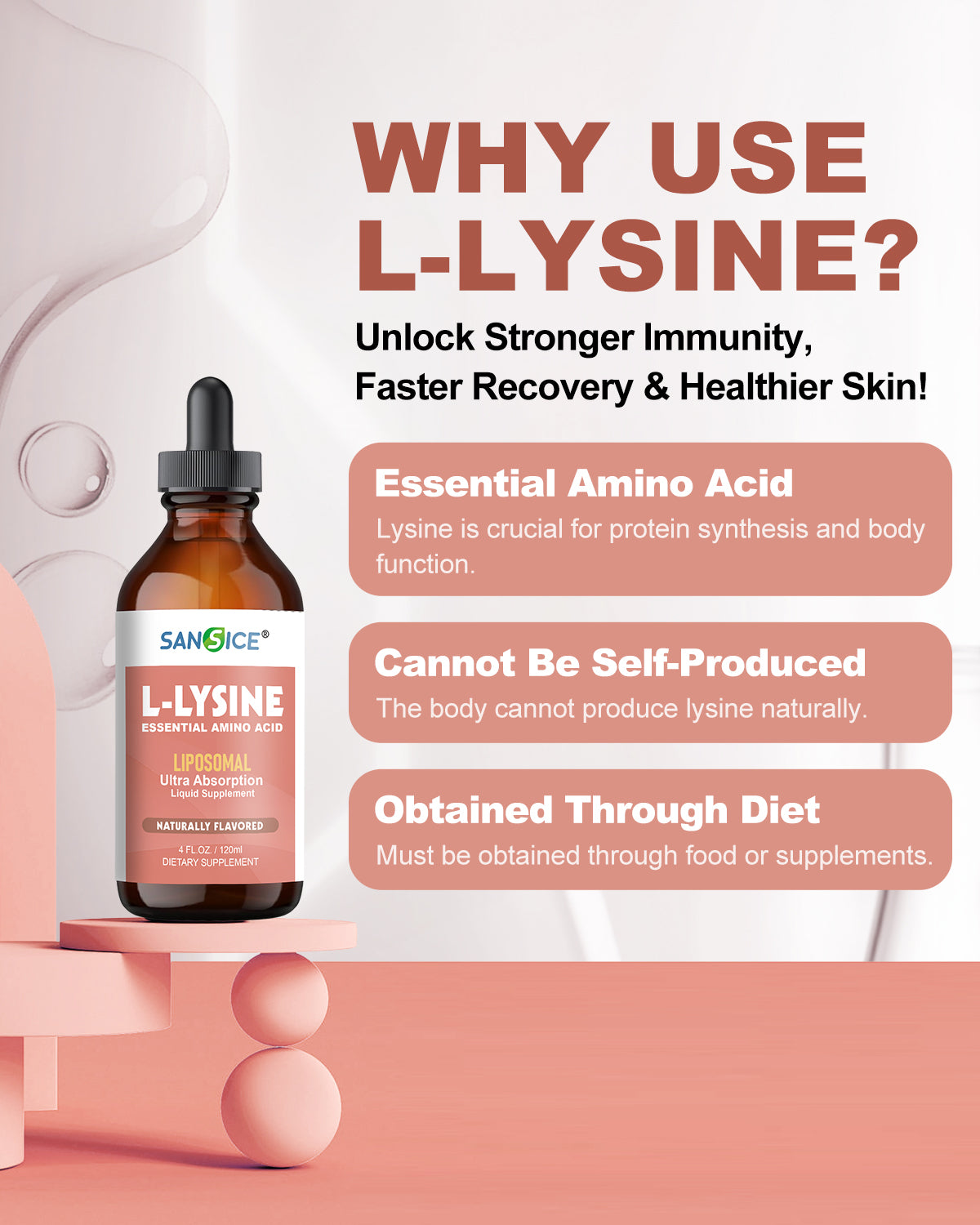 Liquid 500 mg L-Lysine Supplement 4 FL Oz