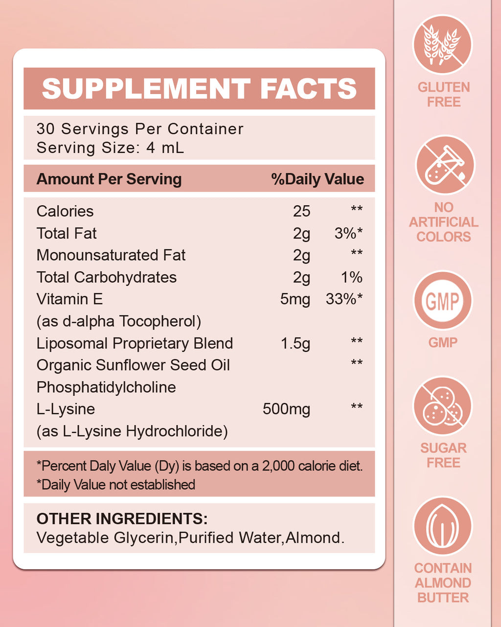 Liquid 500 mg L-Lysine Supplement 4 FL Oz