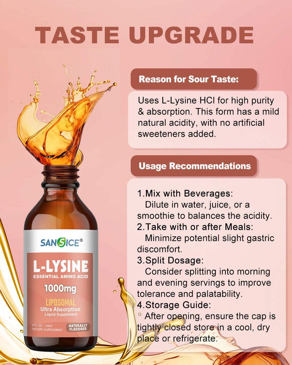 Liposomal L-Lysine 1000mg Liquid Drops-4 fl oz