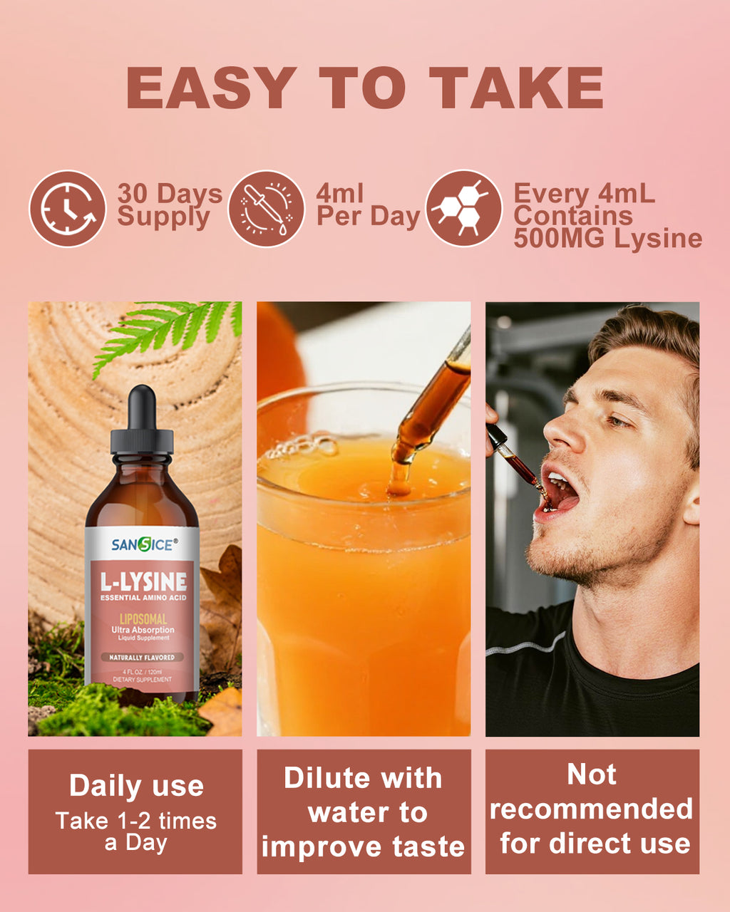 Liquid 500 mg L-Lysine Supplement 4 FL Oz