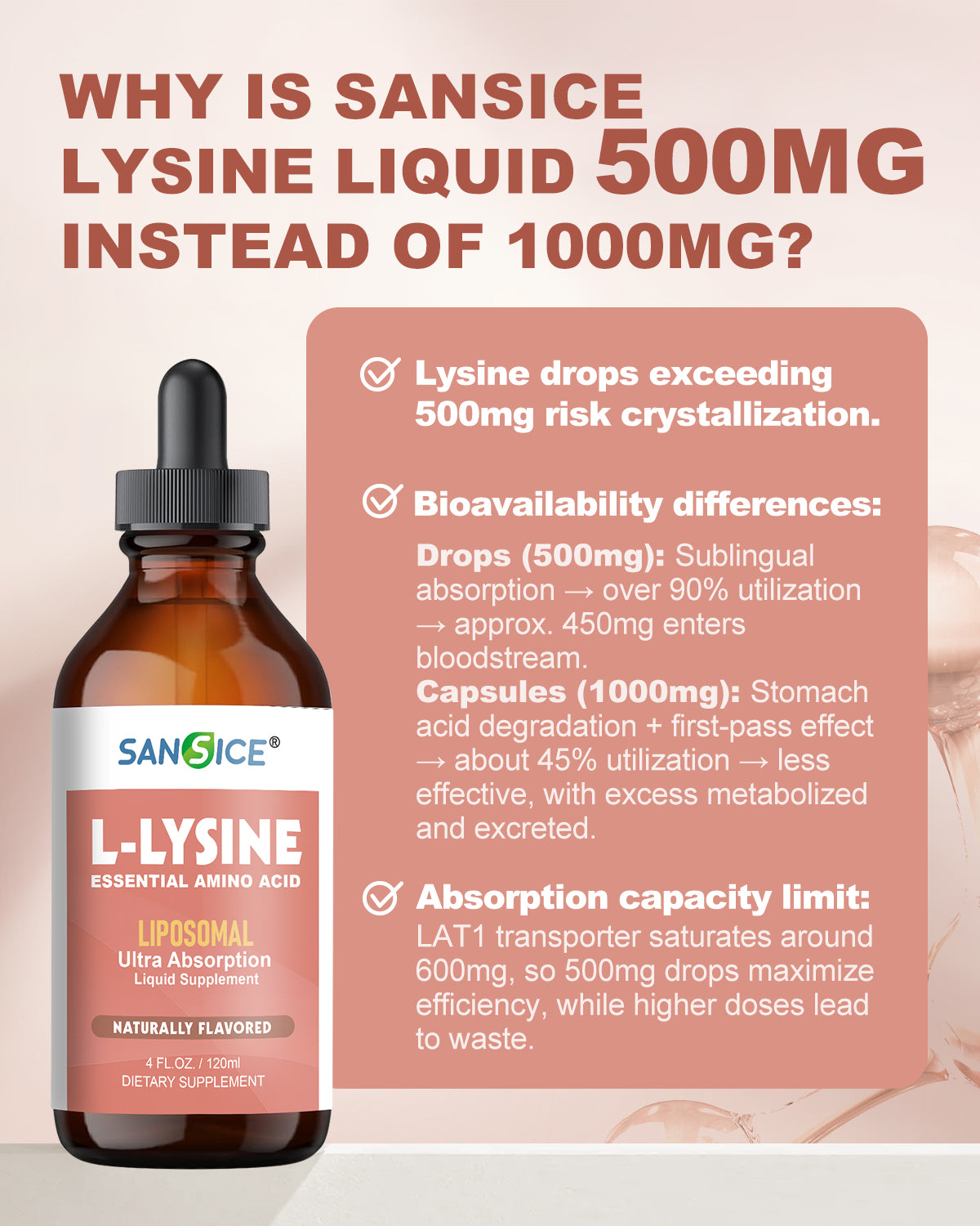 Liquid 500 mg L-Lysine Supplement 4 FL Oz